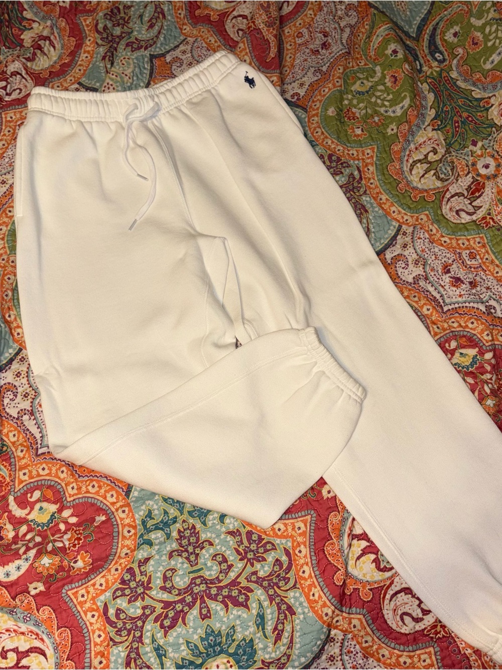 Ralph Lauren White Hoodie and Sweatpants Set with Navy Polo Logo - Picture 4 of 10